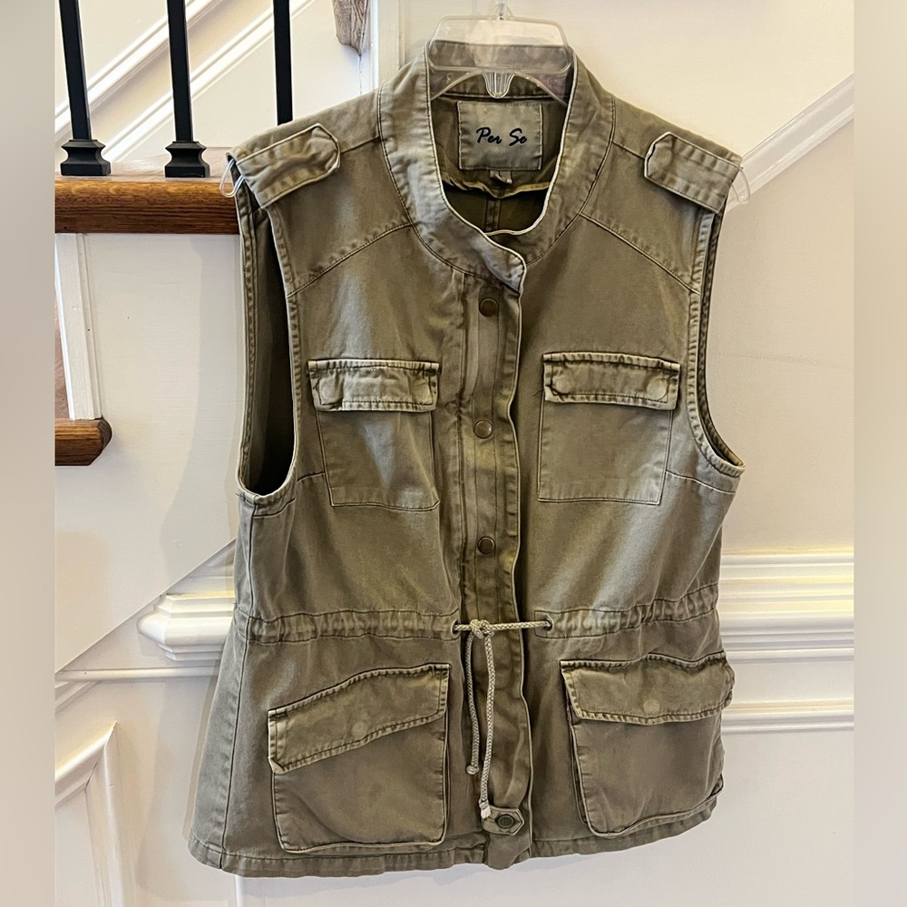 Per Se Olive Utility Vest
